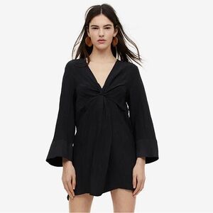 H&M Black V-Neck Knot Detailed Dress